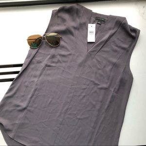 NWT Ann Taylor Grey V-Neck Blouse